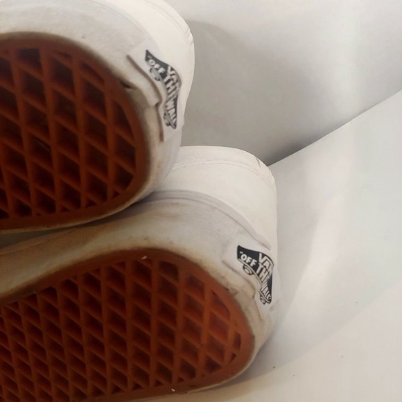 Vans Off The Wall Men's 8 Women's 9.5 Skate Shoes White Leather Sneakers EUC - Picture 12 of 12